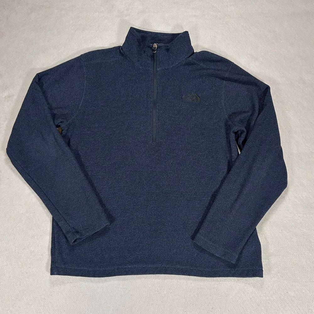 The North Face Mens Cap Rock 1/4 Zip Fleece Pullover Navy Blue L Snug Fit